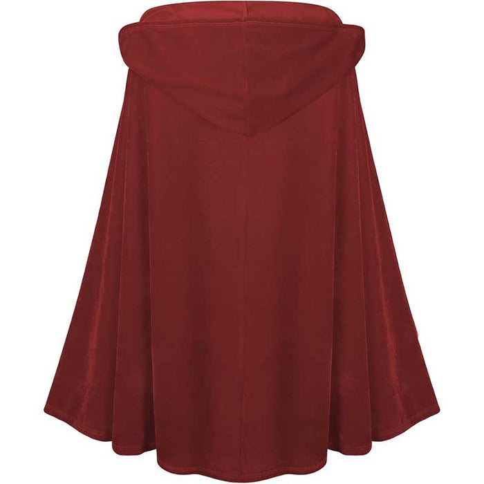 S&DCo. red hooded costume cape for women in a flowing design perfect for medieval-themed events