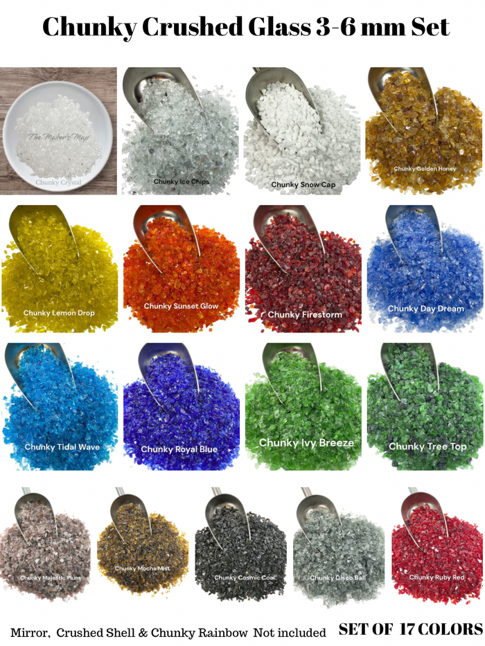 Set of 17 Colors 3-6 mm Crushed Glass