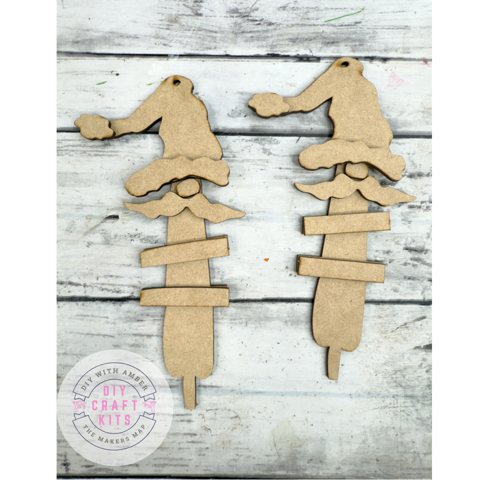 Set of 2 Primitive SANTAS Ornaments DIY Kit