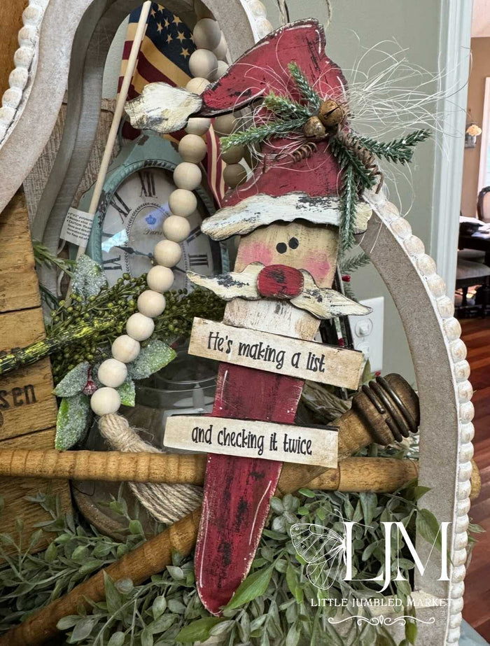 Set of 2 Primitive SANTAS Ornaments DIY Kit