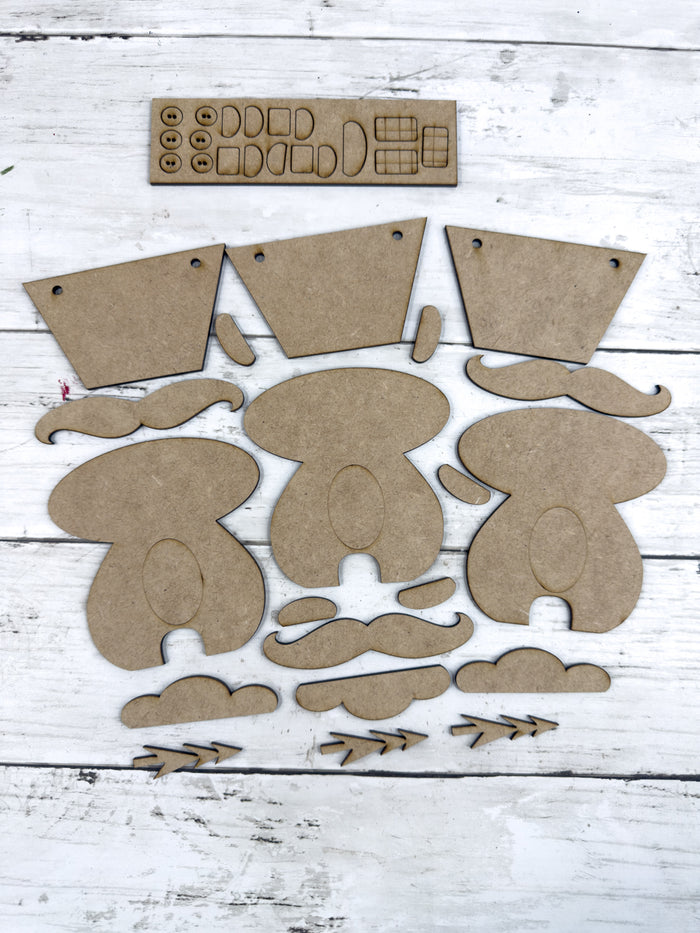 Set of 3 Primitive Nutcracker Ornaments Kit