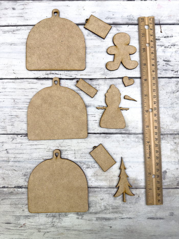 Set of 3 Primitive Ornaments DIY Kit