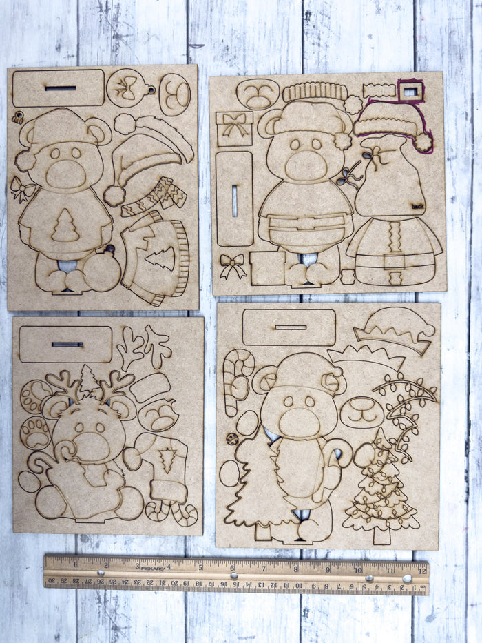 Set of 4 Christmas Bears DIY Kit