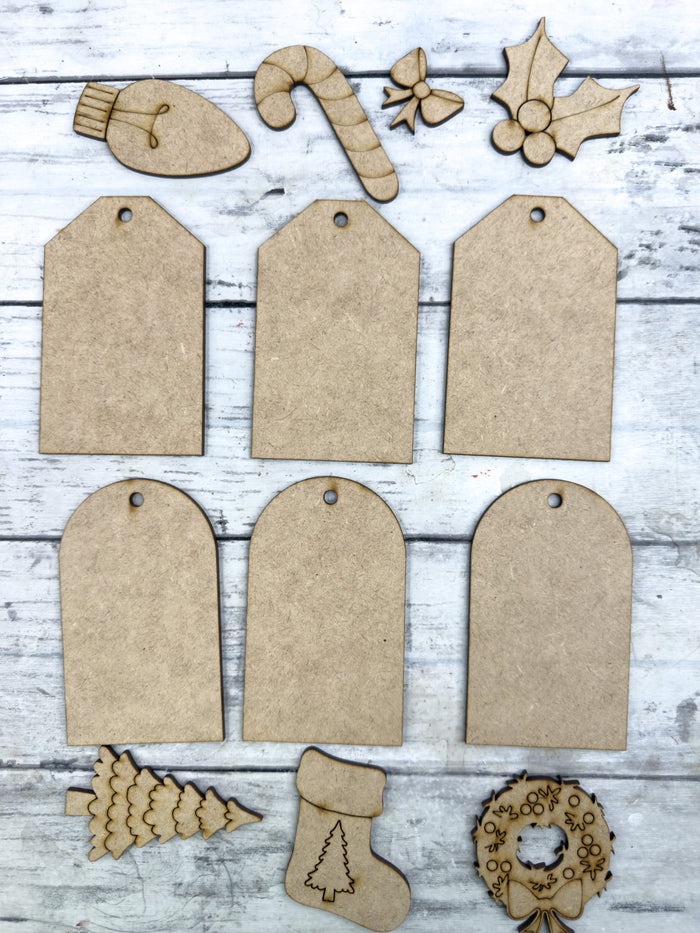Set of 6 Variety Classic Christmas Tag Ornaments DIY Kit