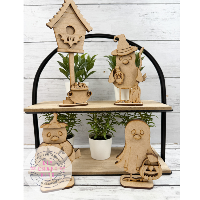 Set of Halloween Birdies and Birdhouse DIY Craft Kit
