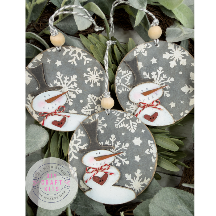 Set of Round Snowmen Ornaments DIY Kit