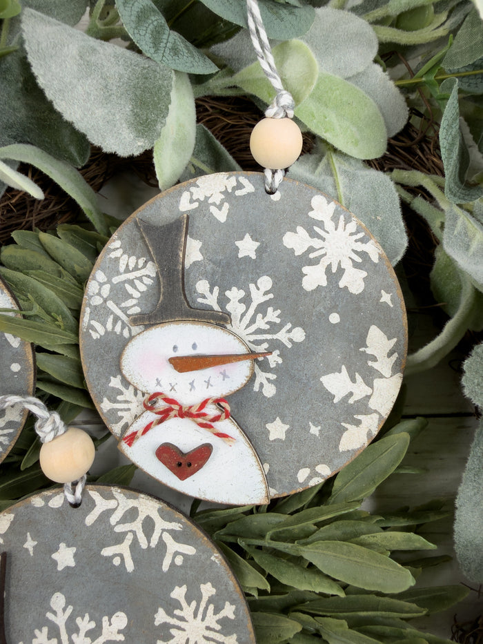 Set of Round Snowmen Ornaments DIY Kit