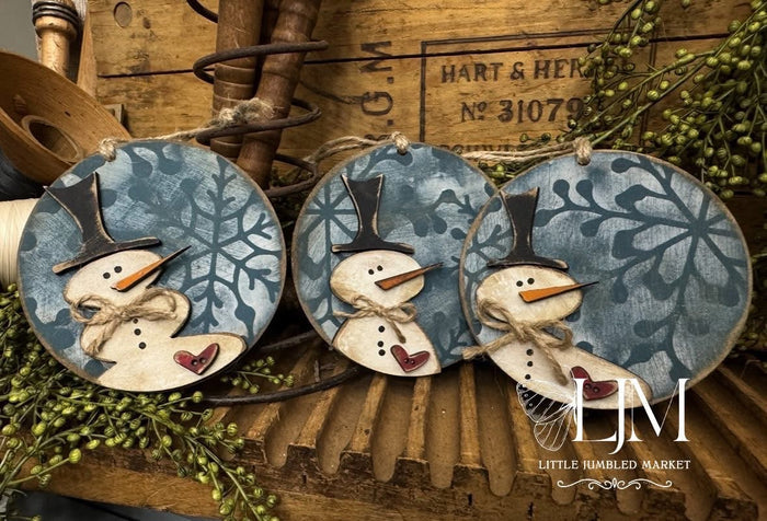 Set of Round Snowmen Ornaments DIY Kit