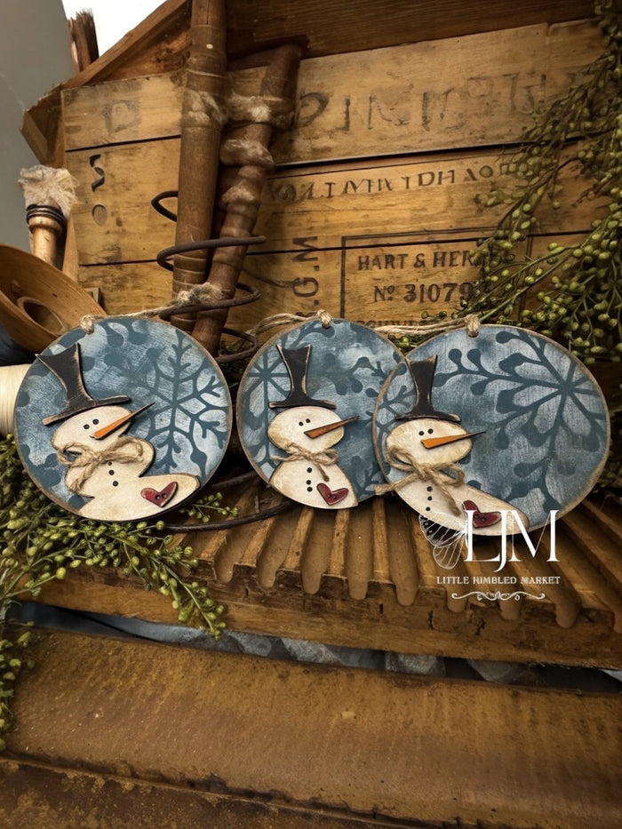 Set of Round Snowmen Ornaments DIY Kit