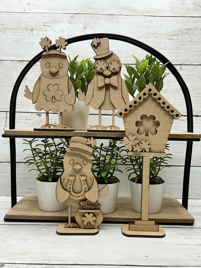 Set of St Patricks Birdies and Birdhouse DIY Craft Kit