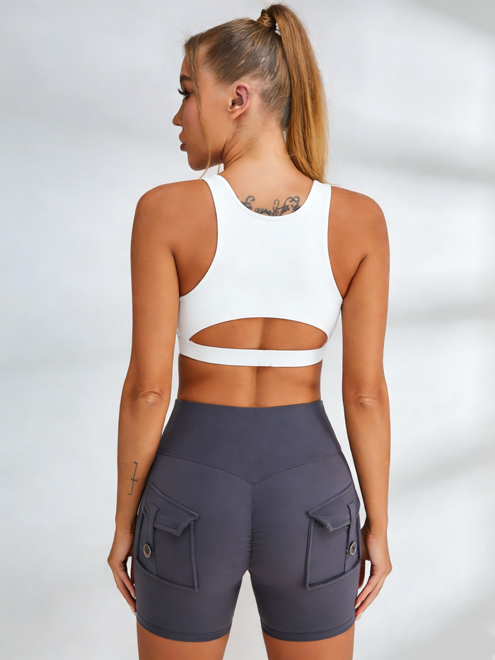 Sexy Cutout Pocket Short Tracksuit