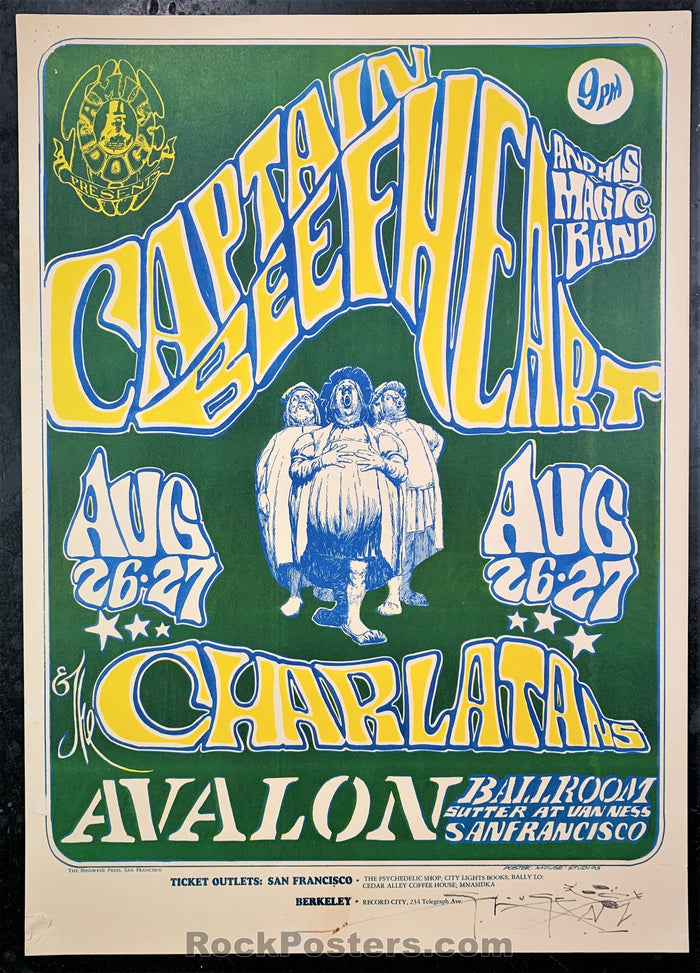 AUCTION - FD-23 - Captain Beefheart & His Magic Band Poster - Mouse Signed - Avalon Ballroom - Very Good-196759-125145