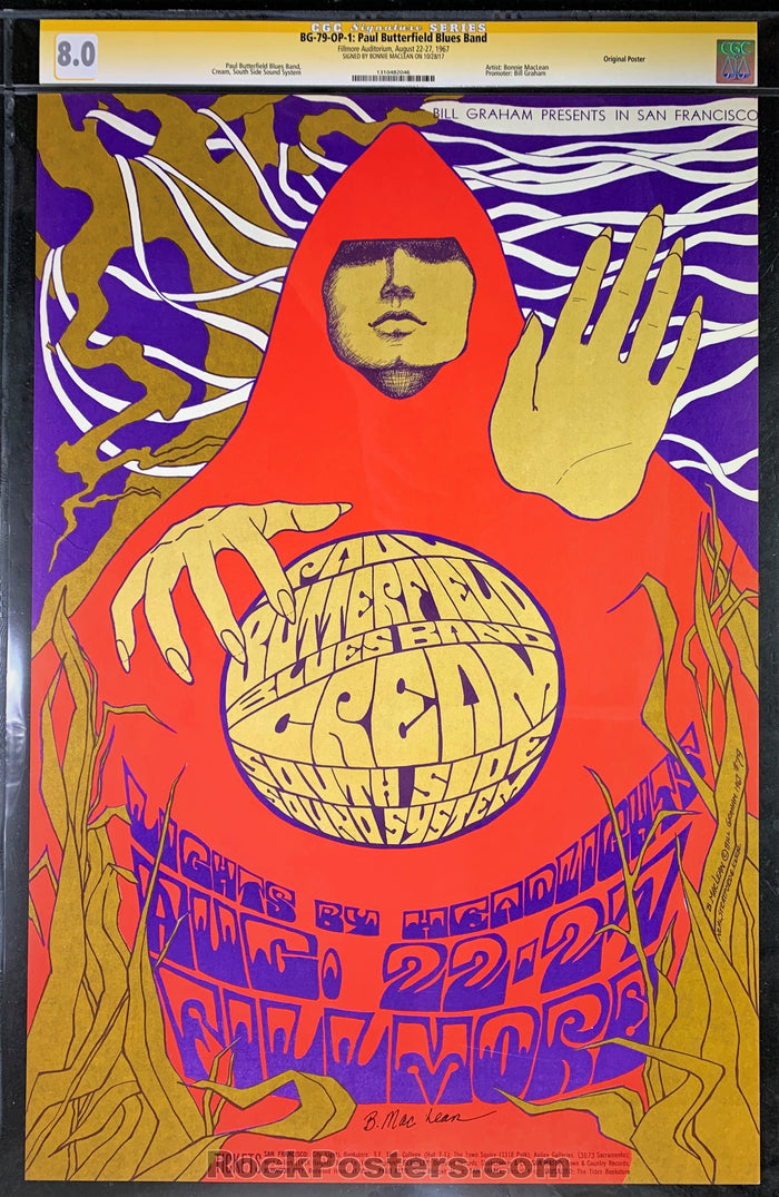 AUCTION - BG-79 - Cream Poster - Bonnie MacLean Signed - Fillmore Auditorium - CGC Graded 8.0-204723-125146