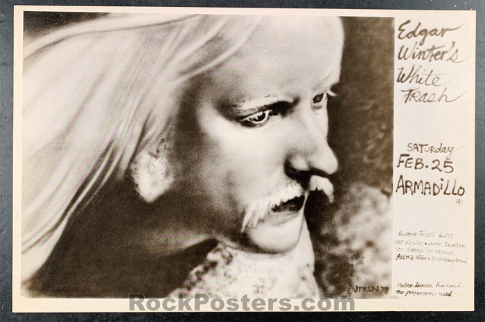 AUCTION - Texas  - Edgar Winter White Trash Original Poster - Armadillo World HQ - Condition - Near Mint Minus-77877-51508