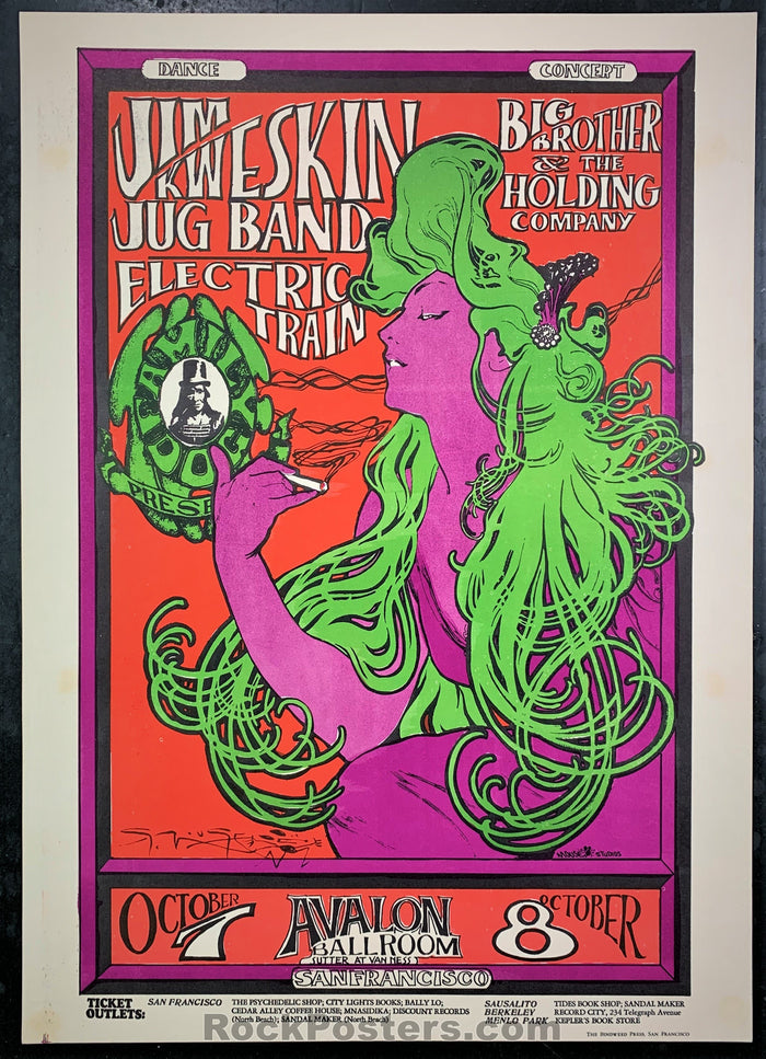 AUCTION - FD-29 - Big Brother Jim Kweskin Poster - Mouse Signed - Avalon Ballroom - Near Mint Minus-196824-125292