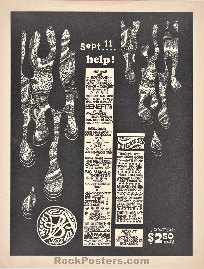 AUCTION - AOR 2.74 - Grateful  Dead Benefit Fillmore 1966 Handbill - Excellent-224764-135923