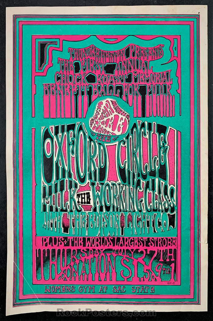 AUCTION -  Oxford Circle -  Psychedelic 1967 Sacramento Concert Poster - Sac. State - Condition - Very Good-77022-51521