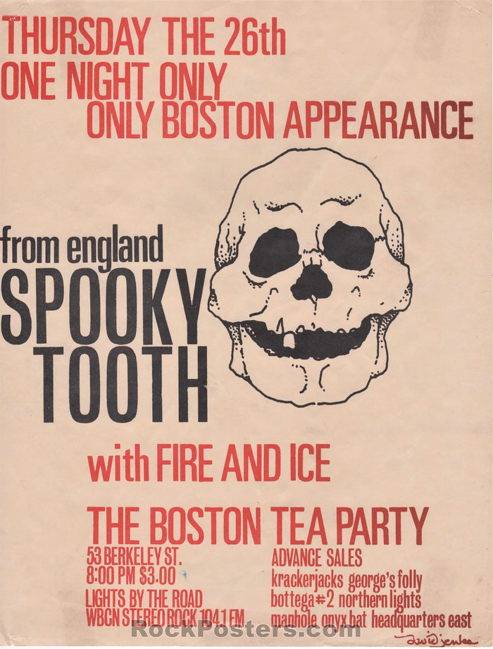 AUCTION - Spooky Tooth 1968 Handbill - Boston Tea Party - Excellent-224767-135931