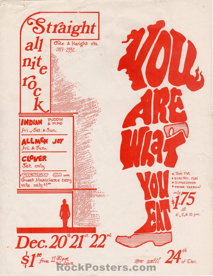 AUCTION - Clover Allmen Joy - 1968 Concert Handbill - Straight Theater - Condition - Excellent-78246-51553