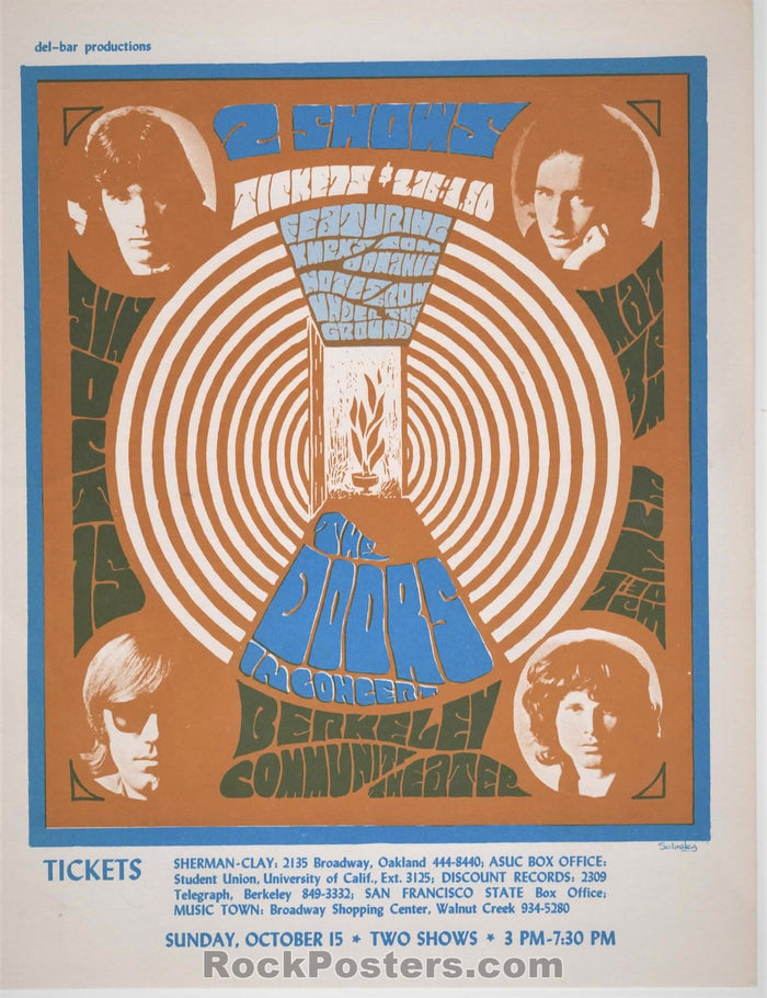 AUCTION - The Doors - 1967 Handbill - Berkeley Community Theater - Near Mint -224773-135958