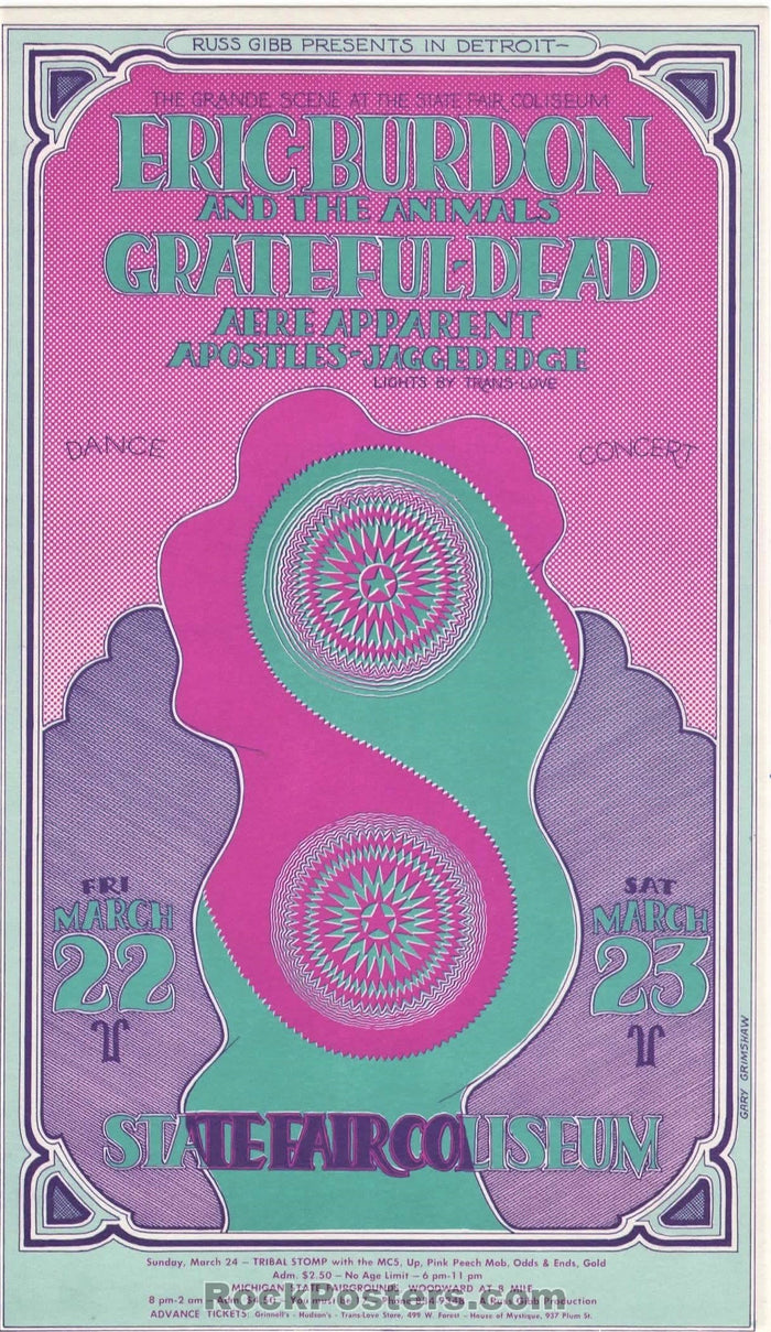 AUCTION - AOR-3.136 - Grateful Dead 1968 Handbill - Detroit State Fair - Mint-225252-135959