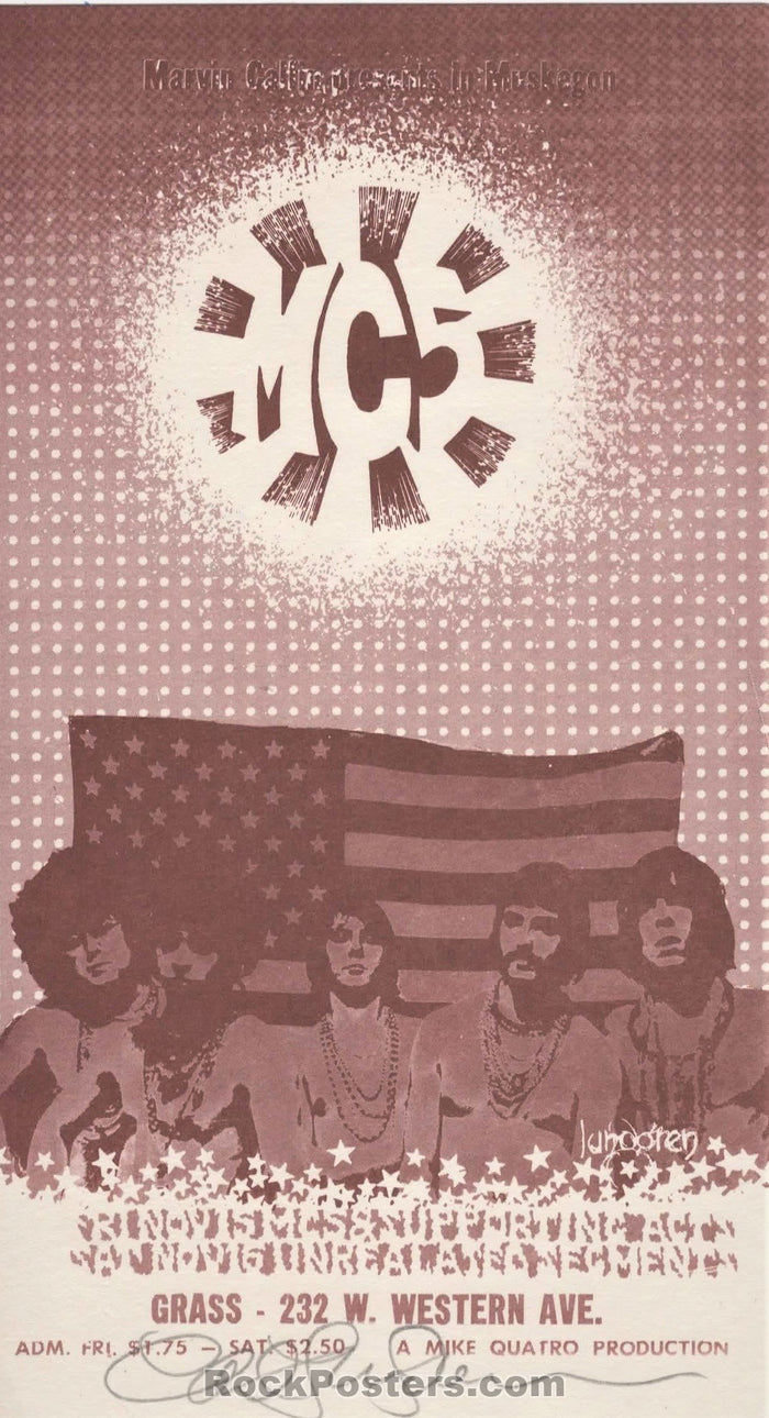 AUCTION - MC5 1968 Handbill - Carl Lundgren Signed - Muskegon, MI. - Mint-225404-135972