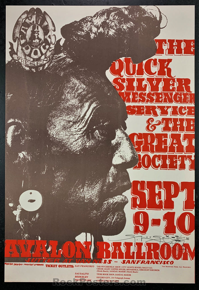 AUCTION - FD 25 -  Quicksilver Stanley Mouse SIGNED 1966 Concert Poster -  Condition - Near Mint-76823-51588