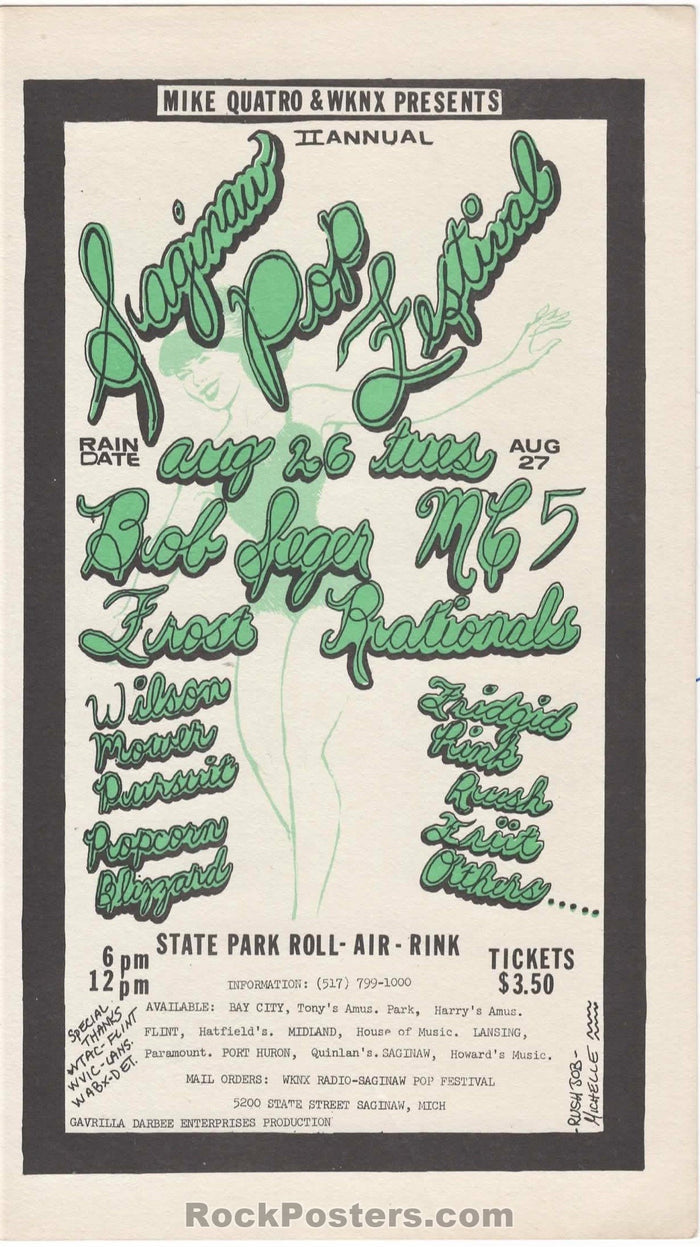 AUCTION - MC5 - Saginaw Pop Festival 1969 Handbill - Michigan - Near Mint Minus -225400-136060