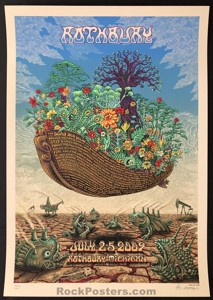 AUCTION - Emek Rothbury  - Festival '09 Bob Dylan The Dead RARE Silkscreen Earth Edition of 100 - Condition - Mint-75742-51603