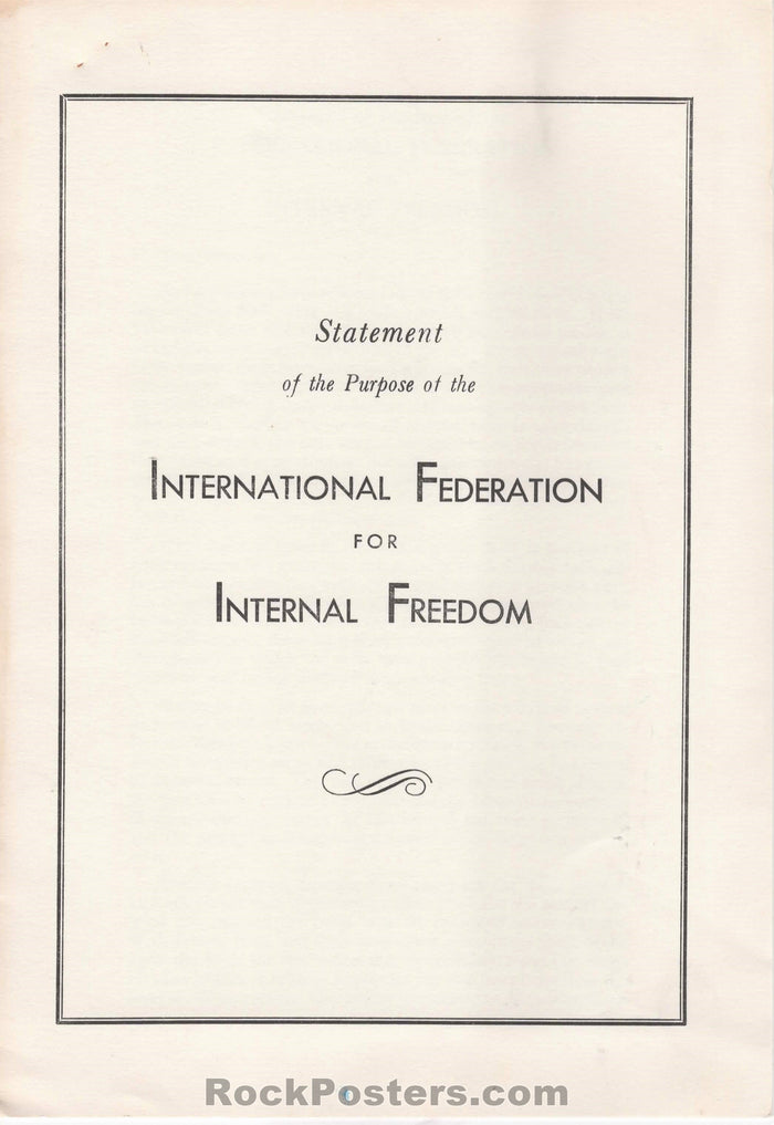 AUCTION - Drugs - Statement of Purpose of the International Federation for Internal Freedom 1963 Booklet - Near Mint Minus-225644-136098