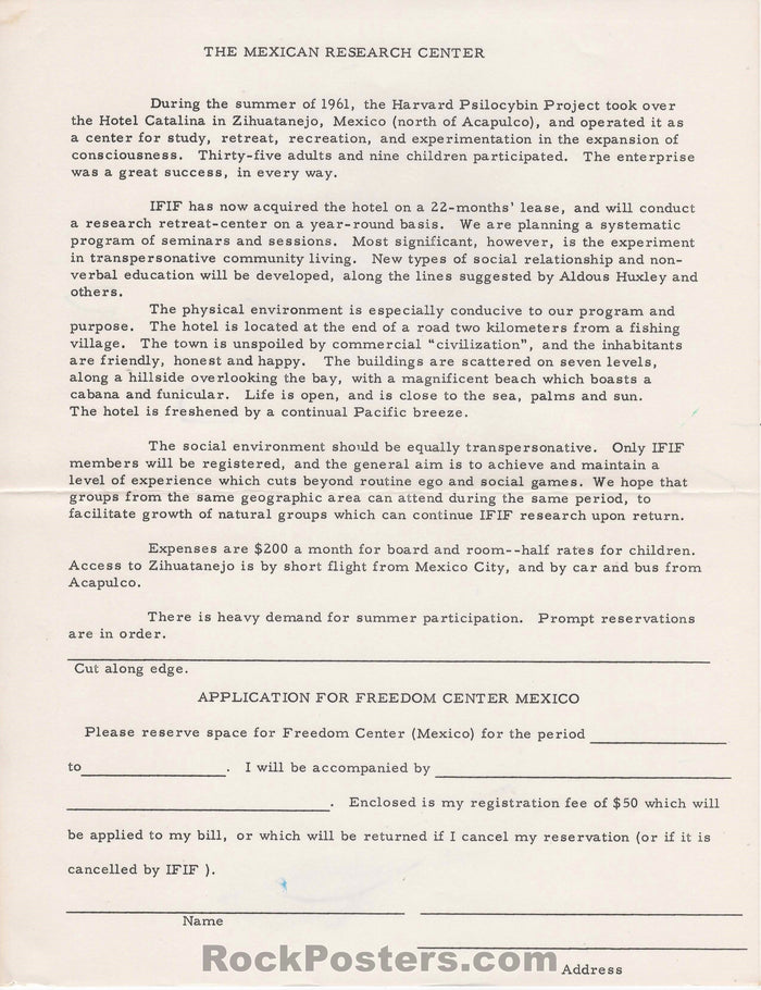 AUCTION - Drugs - The Mexican Research Center 1963 Application - Near Mint Minus-225647-136099