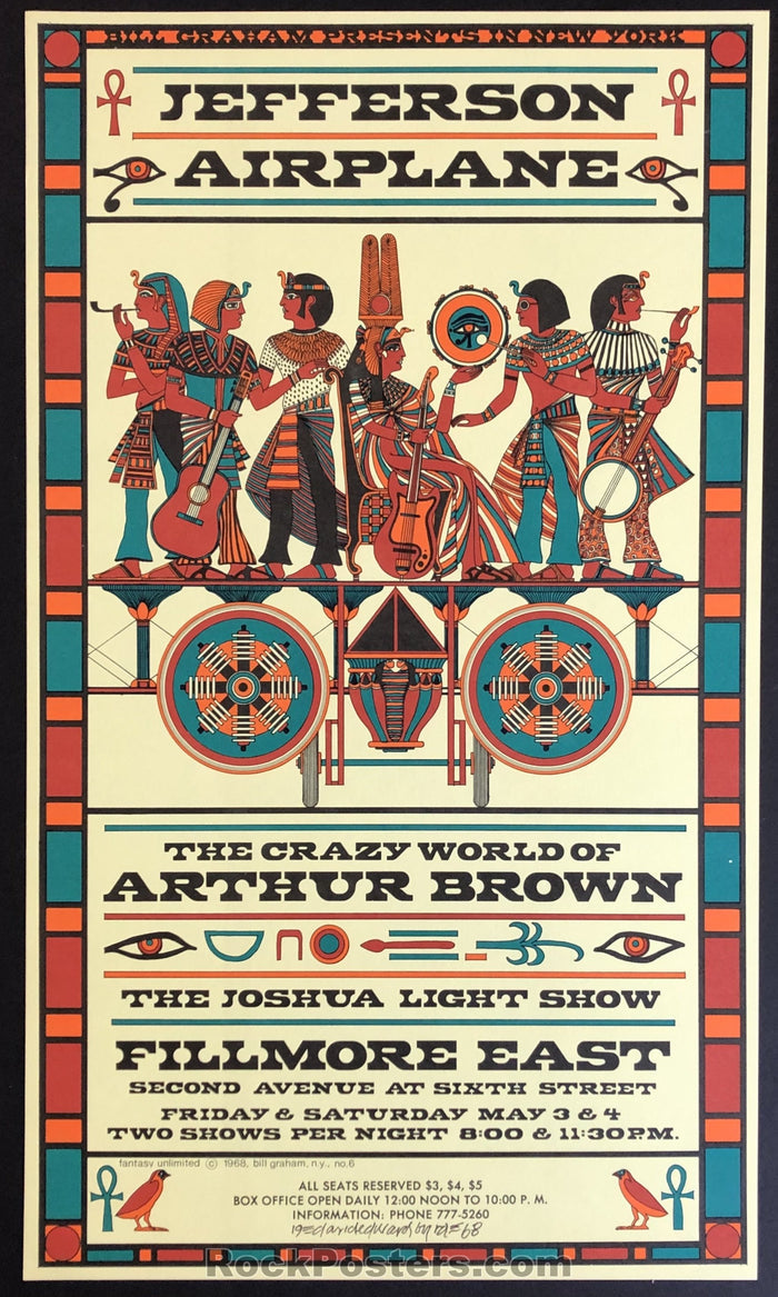 AUCTION - AOR 2.92 - Jefferson Airplane Original 1968 Poster  - Fillmore East  - Condition -  Mint & Signed-75727-51611