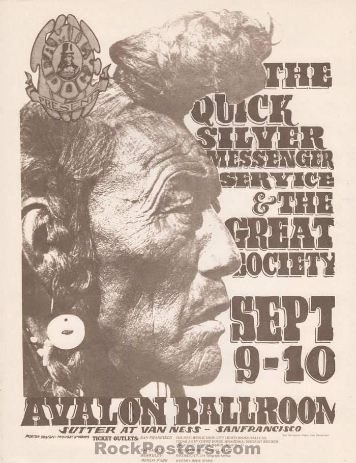 AUCTION - FD-25 - Quicksilver Great Society 1966 Handbill - Avalon Ballroom - Mint-226299-136119