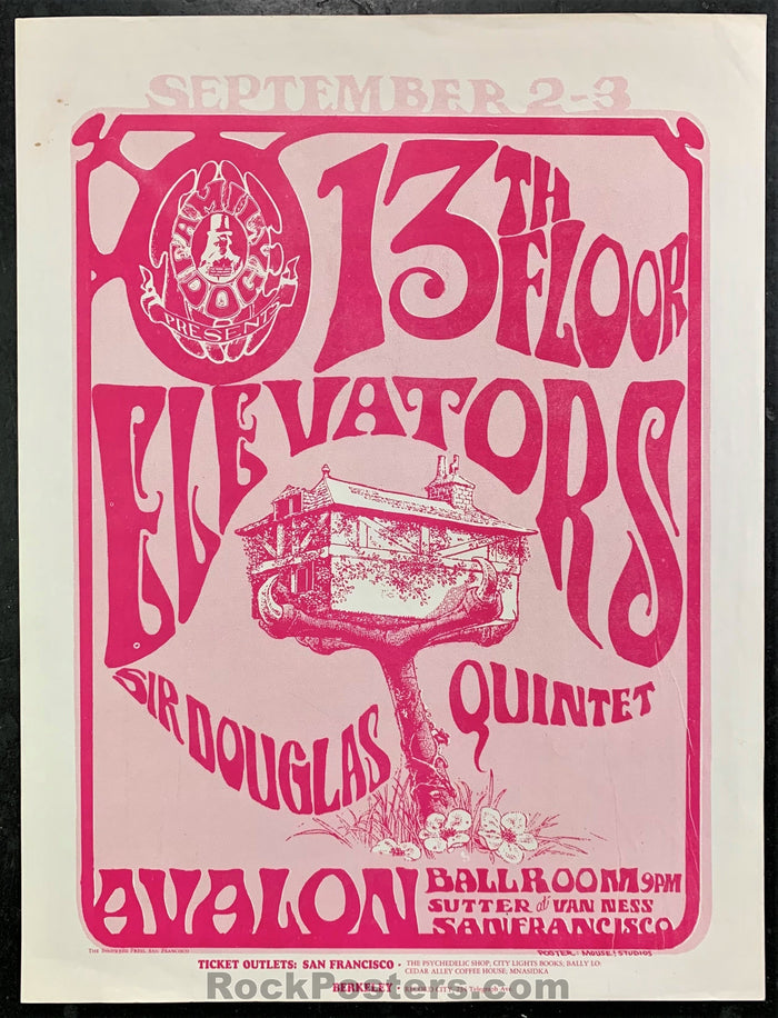 AUCTION - FD-24 - 13th Floor Elevators 1966 Two-Sided Handbill - Avalon Ballroom - Near Mint -226295-136122