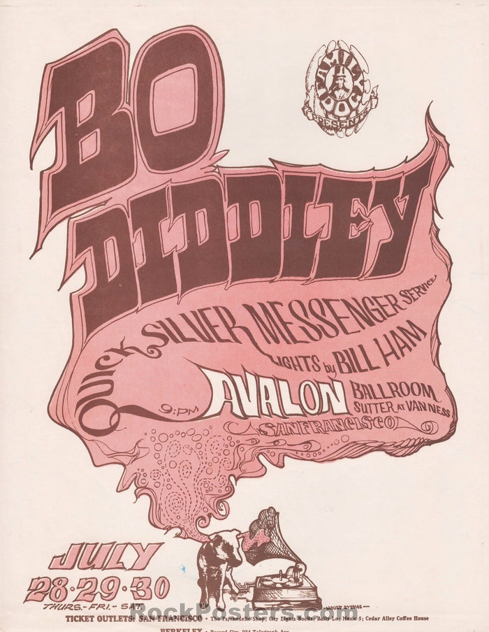 AUCTION - FD-18 - Bo Diddley Quicksilver Avalon Variant 1966 Handbill - Avalon Ballroom - Near Mint Minus -225917-136127