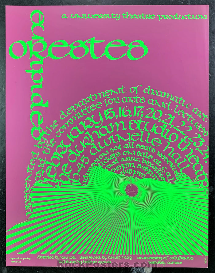 AUCTION - Berkeley - Psychedelic Euripedes 1968 Theater Poster - Near Mint-226356-136137