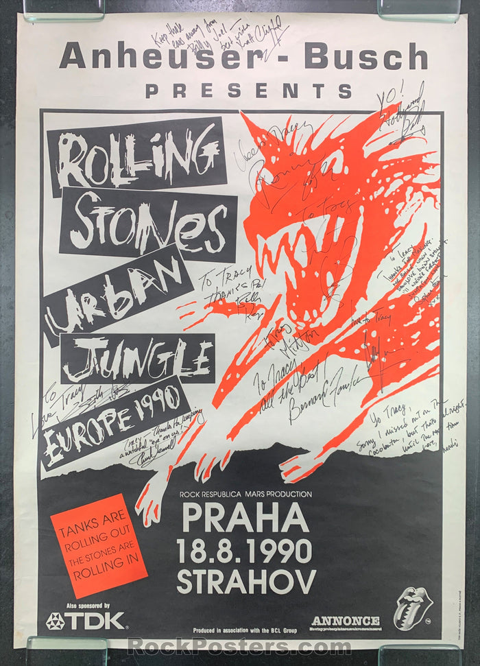 AUCTION - Rolling Stones u00a0 - Band Signed European Poster - Prague - Condition - Very Good-74922-51673