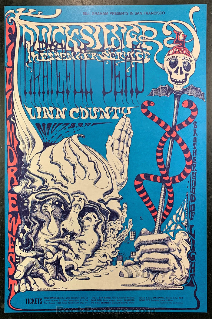 AUCTION - BG-144 - Grateful Dead 1968 Poster - Lee Conklin - Fillmore West - Near Mint -226364-136139