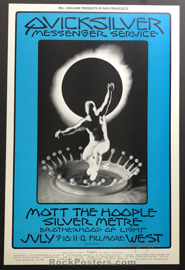 AUCTION -  BG242 - Mott the Hoople Quicksilver 1970 David Singer Original Poster - Fillmore West - Condition - Mint & Signed-75733-51748