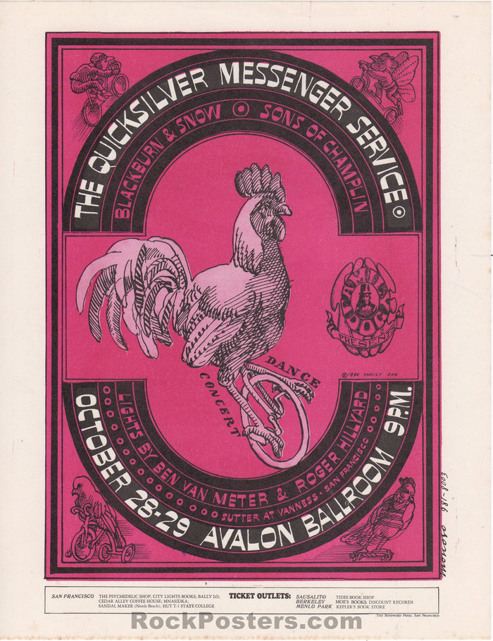 AUCTION - FD32  -  Quicksilver 1966 Original Handbill   - Avalon Ballroom - Condition - Near Mint Minus-76986-51777