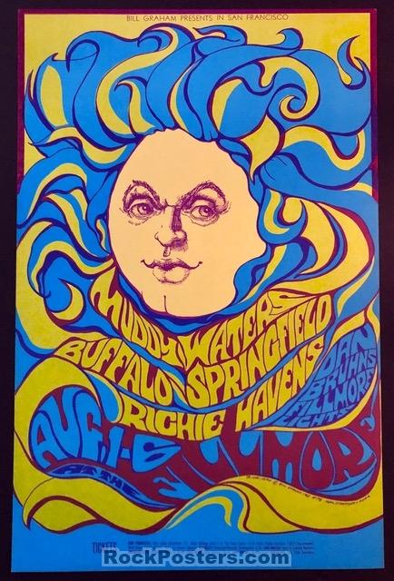 AUCTION - BG-76 - Buffalo Springfield 1967 Poster - Bonnie MacLean - Fillmore - Near Mint-226362-136151