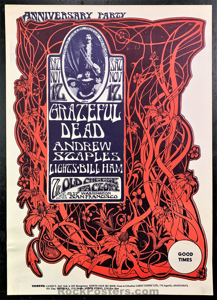 AUCTION - AOR -2.185 - Grateful Dead 1st Anniversary 1968 Poster - Cheese Factory - Excellent-226882-136304