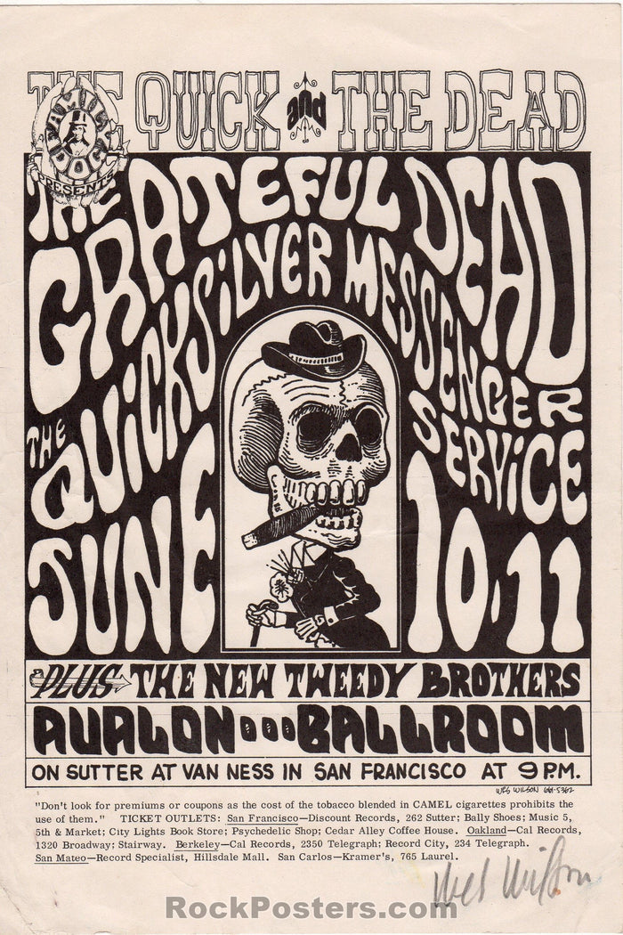 AUCTION - FD 12  - Grateful Dead 1966  Wes Wilson SIGNED Original Handbill   - Avalon Ballroom  - Condition - Excellent-77526-51800