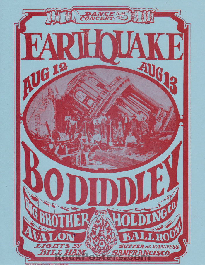 AUCTION - FD 21  - Earthquake 1966 Original Handbill Big Brother  -  Avalon Ballroom - Condition - Near Mint Minus-76987-51811