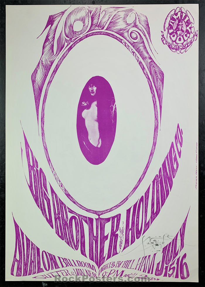 AUCTION - FD-17A - Big Brother 1966 Poster- Mouse Signed - Avalon Ballroom - Near Mint-226880-136320