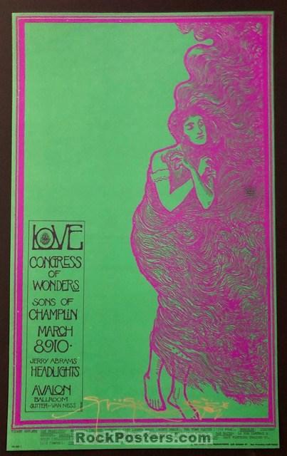 AUCTION - FD-109 - Love Arthur Lee - Stanley Mouse Signed Poster - Avalon Ballroom - Mint-222226-136327