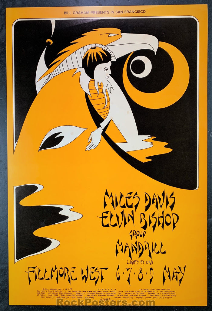 AUCTION - BG 279 & 280  - Miles Davis 1971 Original Posters (2)   - Fillmore West - Condition - Near Mint Minus-77017-51823