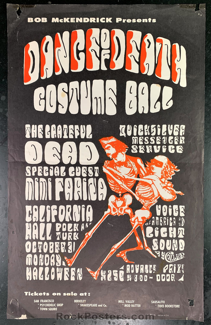 AUCTION - AOR-2.143 - Grateful Dead Dance of Death 1966 Poster - California Hall -  Very Good -226883-136335