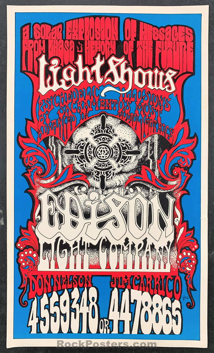 AUCTION - Edison Light Co. - Sacramento 1967 Psychedelic Light Show Handbill - Condition - Excellent-78150-51503