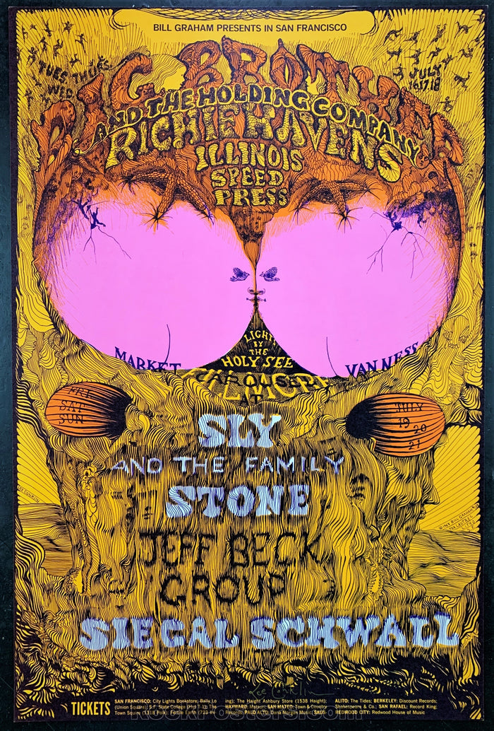 AUCTION - BG129 - Jeff Beck Big Brother Janis Artist Signed Poster  - Fillmore West - Condition - Near Mint Minus-77016-51836